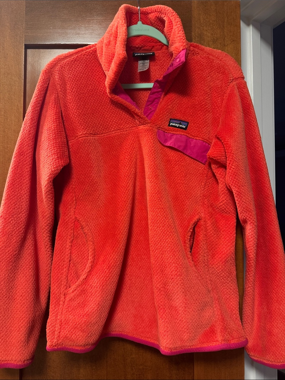 Patagonia Women’s Coral Fleece Pullover with Pink Trim